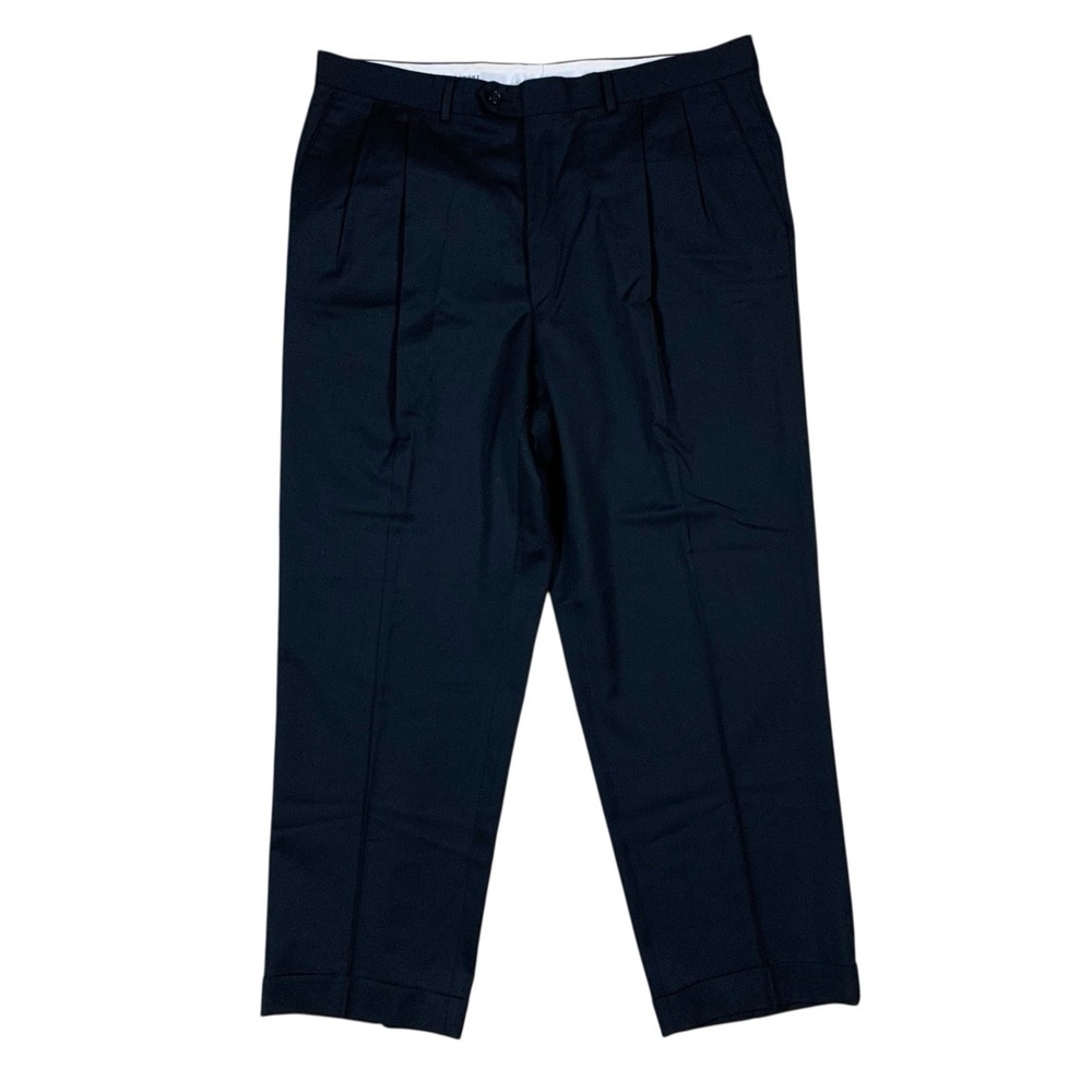 Pazoni Wool Dress Pants 38 Navy Pleated Tailored Made In Italy Classic‎ Men's